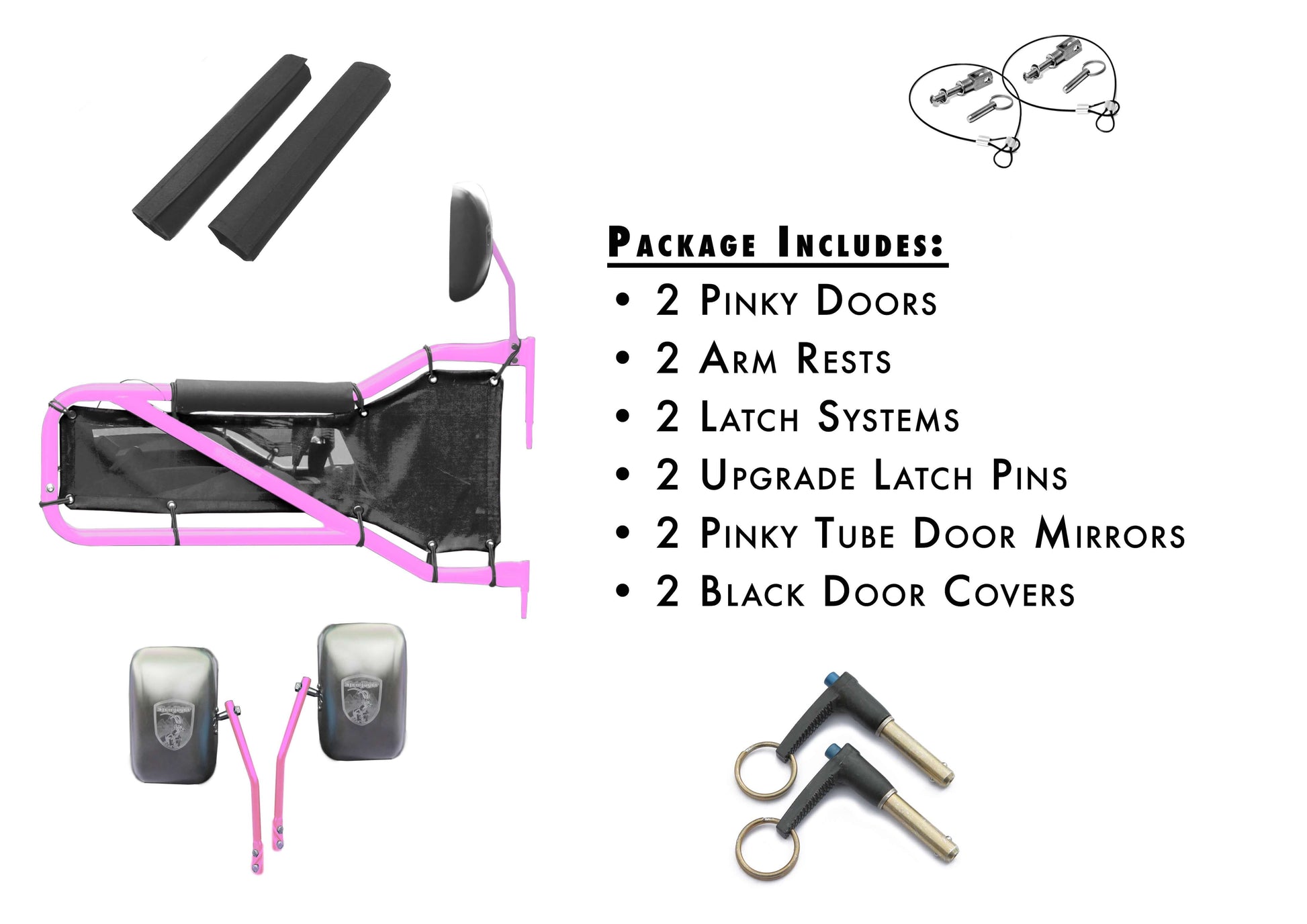 Steinjäger Doors Wrangler JK 2007-2018 Trail, Tubular Style Kit, Front Doors Pinky Doors - Black Covers