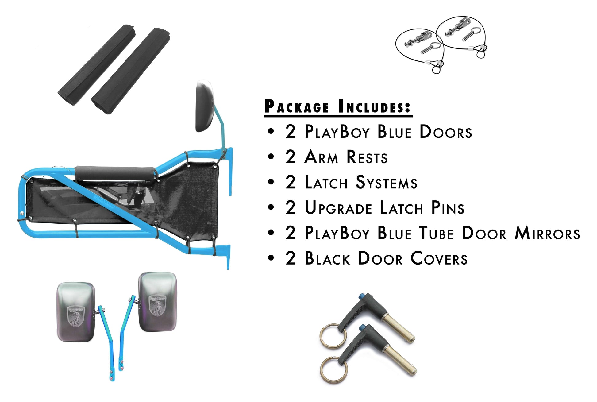 Steinjäger Doors Wrangler JK 2007-2018 Trail, Tubular Style Kit, Front Doors Playboy Blue Doors - Black Covers