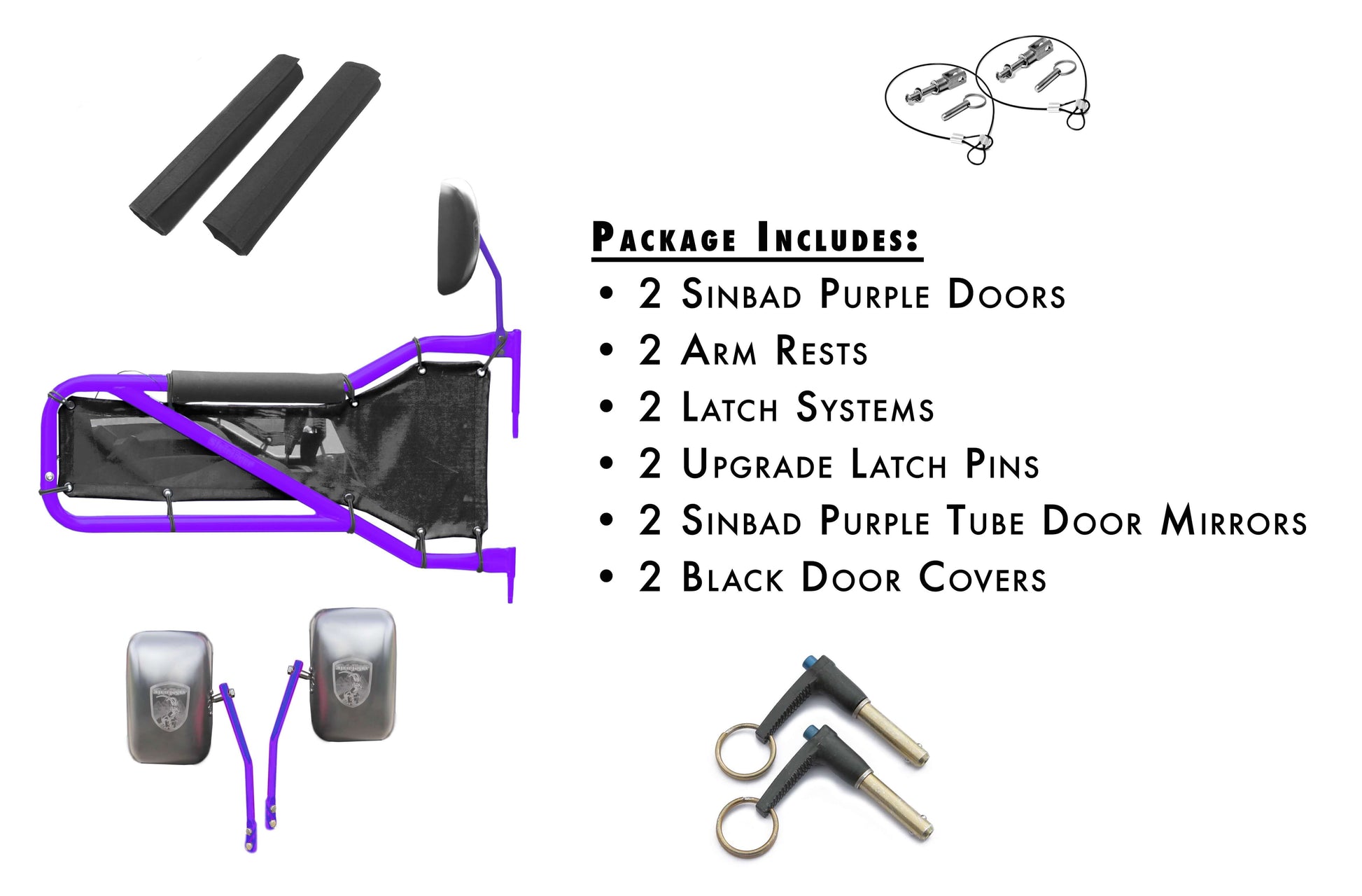 Steinjäger Doors Wrangler JK 2007-2018 Trail, Tubular Style Kit, Front Doors Sinbad Purple Doors - Black Covers