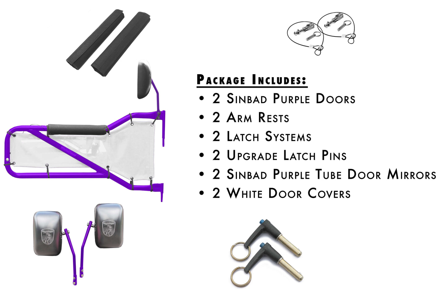 Steinjäger Doors Wrangler JK 2007-2018 Trail, Tubular Style Kit, Front Doors Sinbad Purple Doors - White Covers