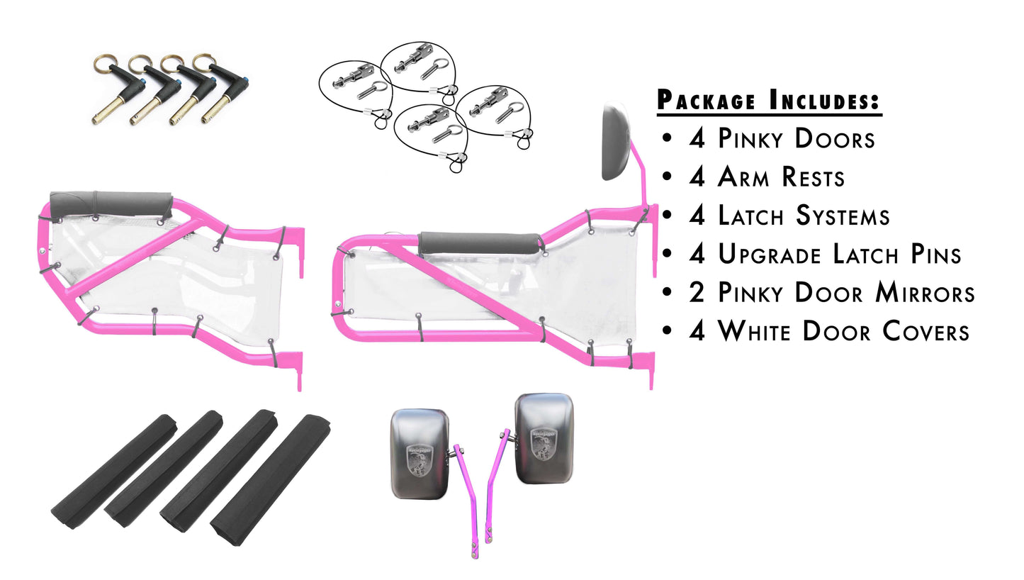 Steinjäger Doors Wrangler JK 2007-2018 Trail, Tubular Style Kit, Front and Rear Pinky Doors - White Covers