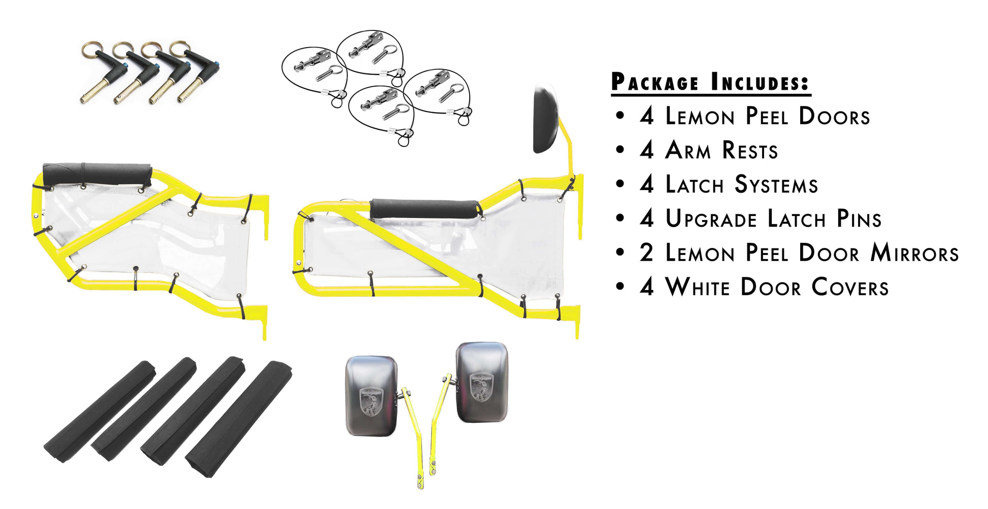 Steinjäger Doors Wrangler JK 2007-2018 Trail, Tubular Style Kit, Front and Rear Lemon Peel Doors - White Covers