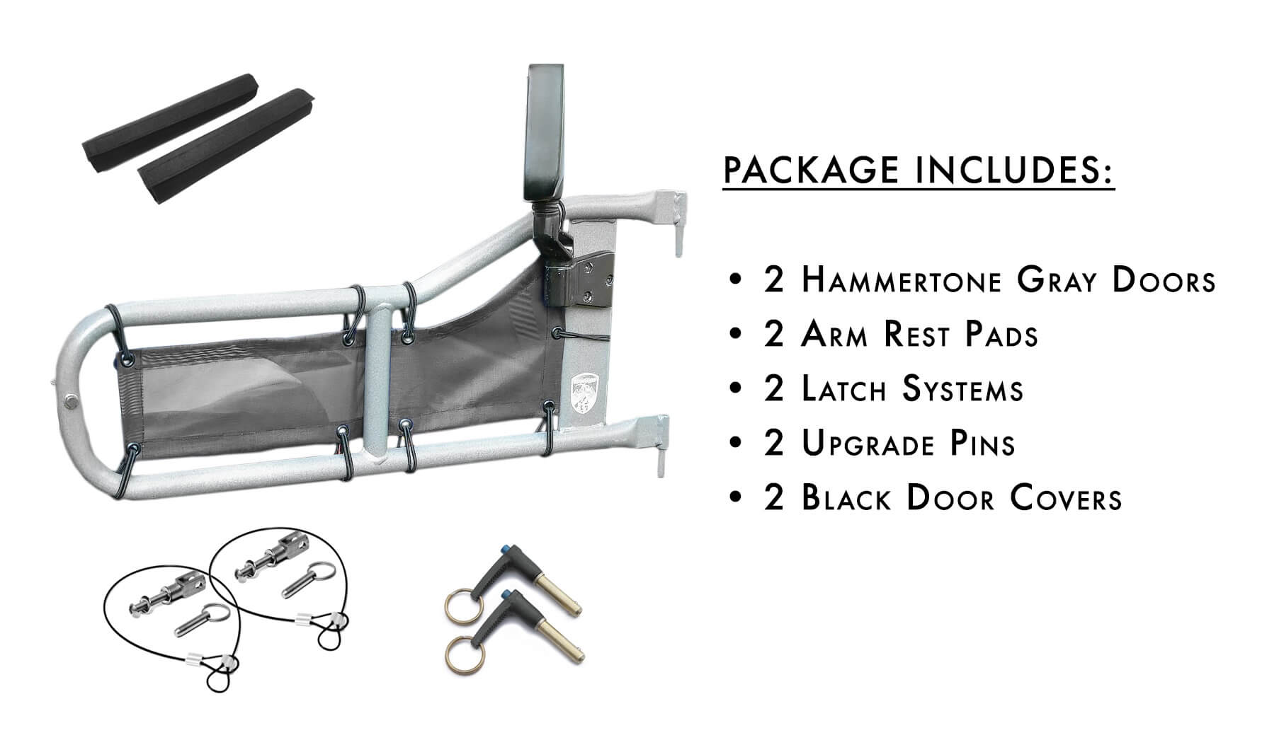 Steinjäger Doors Wrangler TJ 1997-2006 Trail, Tubular Style Gray Hammertone