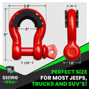 Rhino USA 3/4In D-Ring Shackle Set (2-Pack) Matte Black