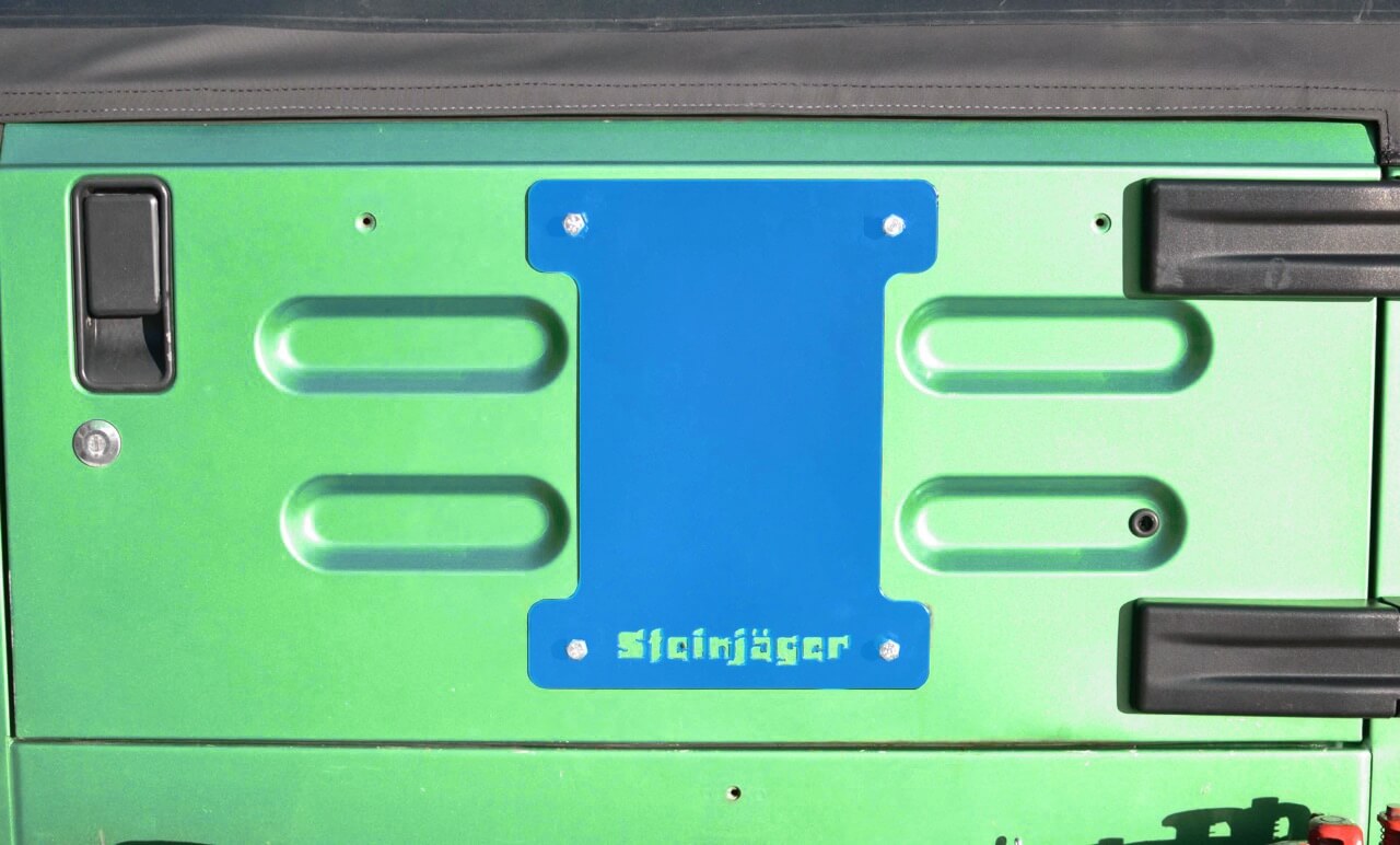 Steinjäger Wheels and Tires Wrangler TJ 1997-2006 Spare Tire Delete Plate Playboy Blue