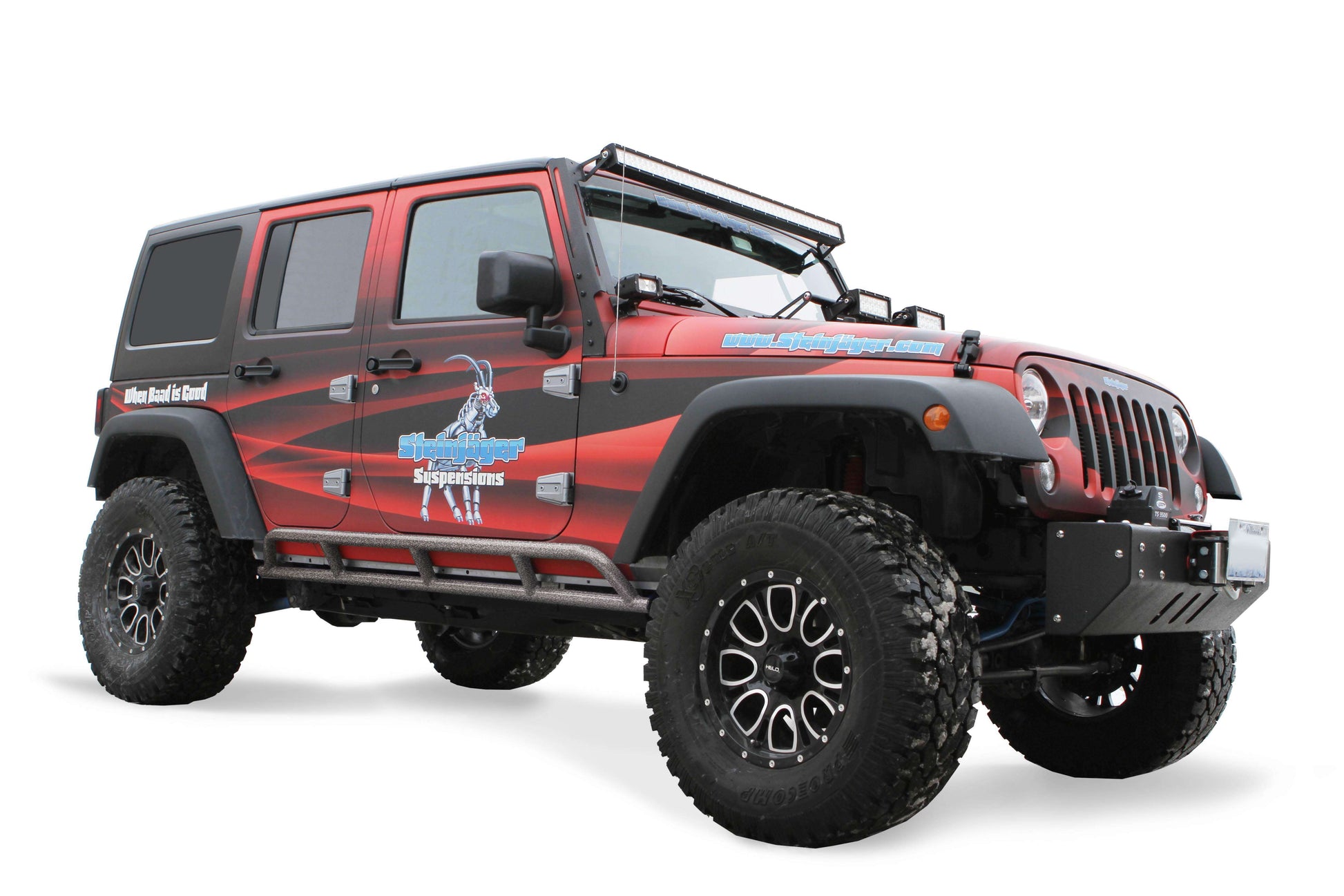 Steinjäger Armor Wrangler JK 2007-2018 Rock Sliders 4 Door Gray Hammertone