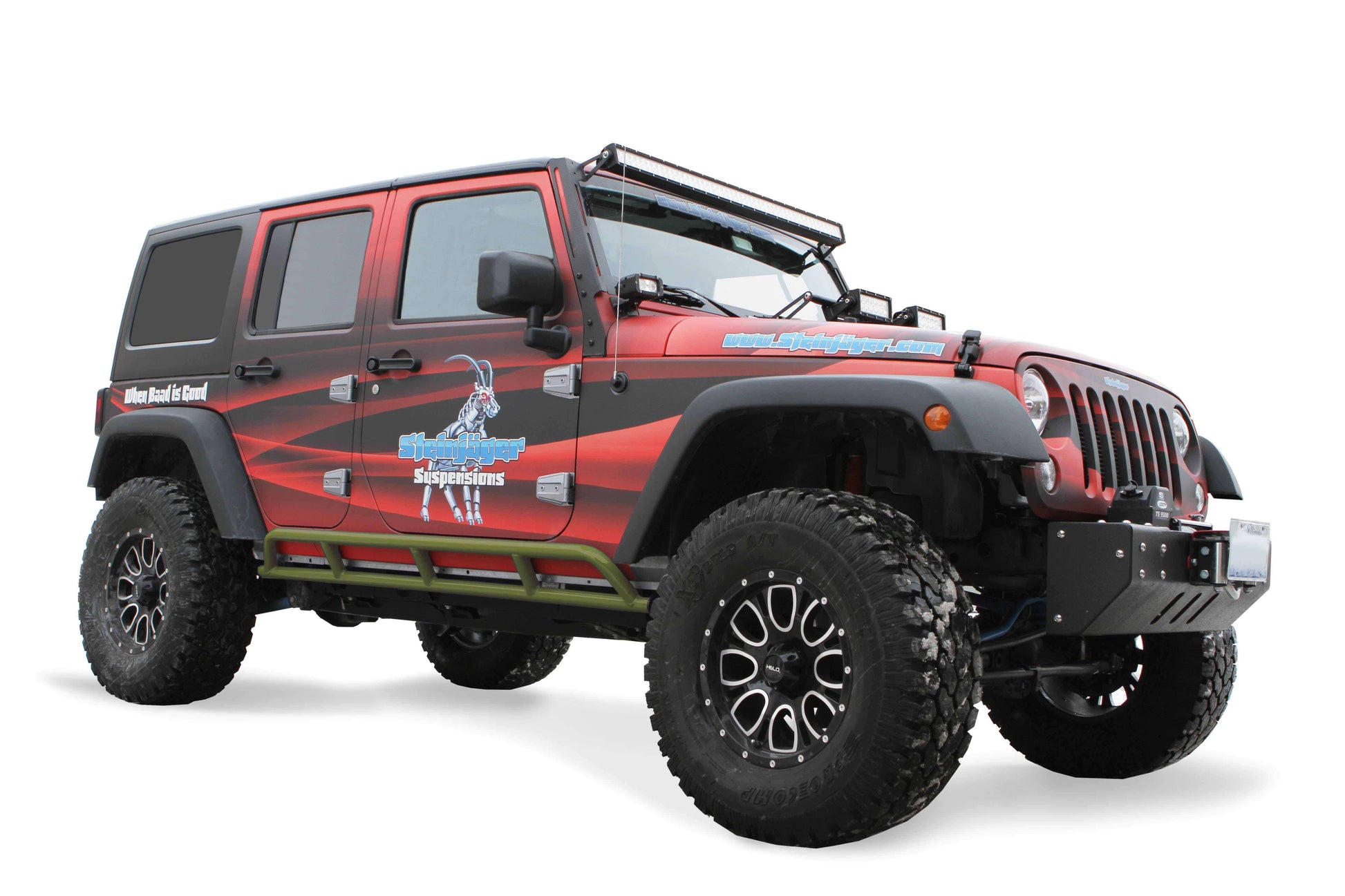 Steinjäger Armor Wrangler JK 2007-2018 Rock Sliders 4 Door Locas Green