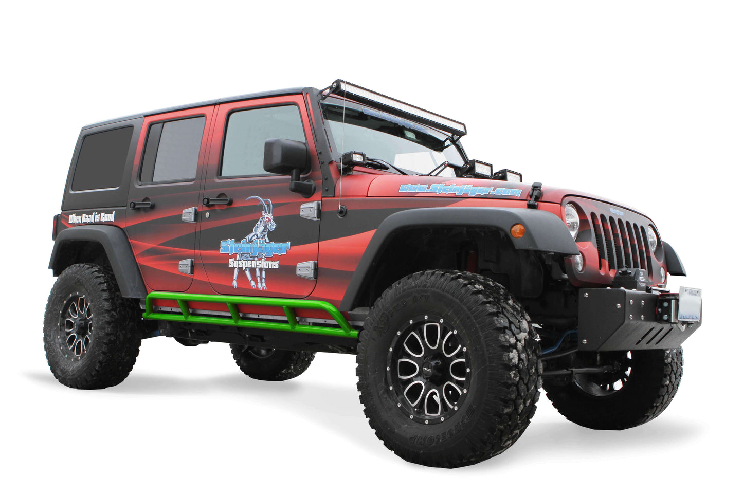 Steinjäger Armor Wrangler JK 2007-2018 Rock Sliders 4 Door Neon Green