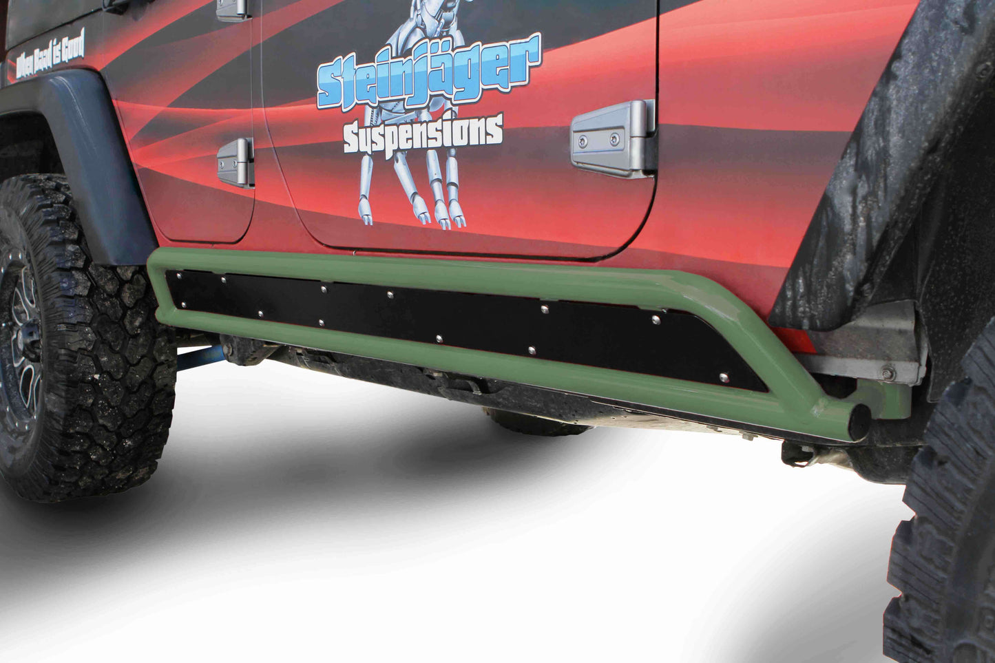 Steinjäger Armor Wrangler JK 2007-2018 Rock Sliders Phantom Frame for 4 Door Models Locas Green