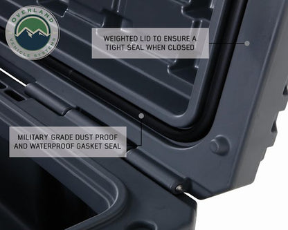 Overland Vehicle Systems D.B.S.  - Dark Grey 117 QT Dry Box with Wheels, Drain, and Bottle Opener
