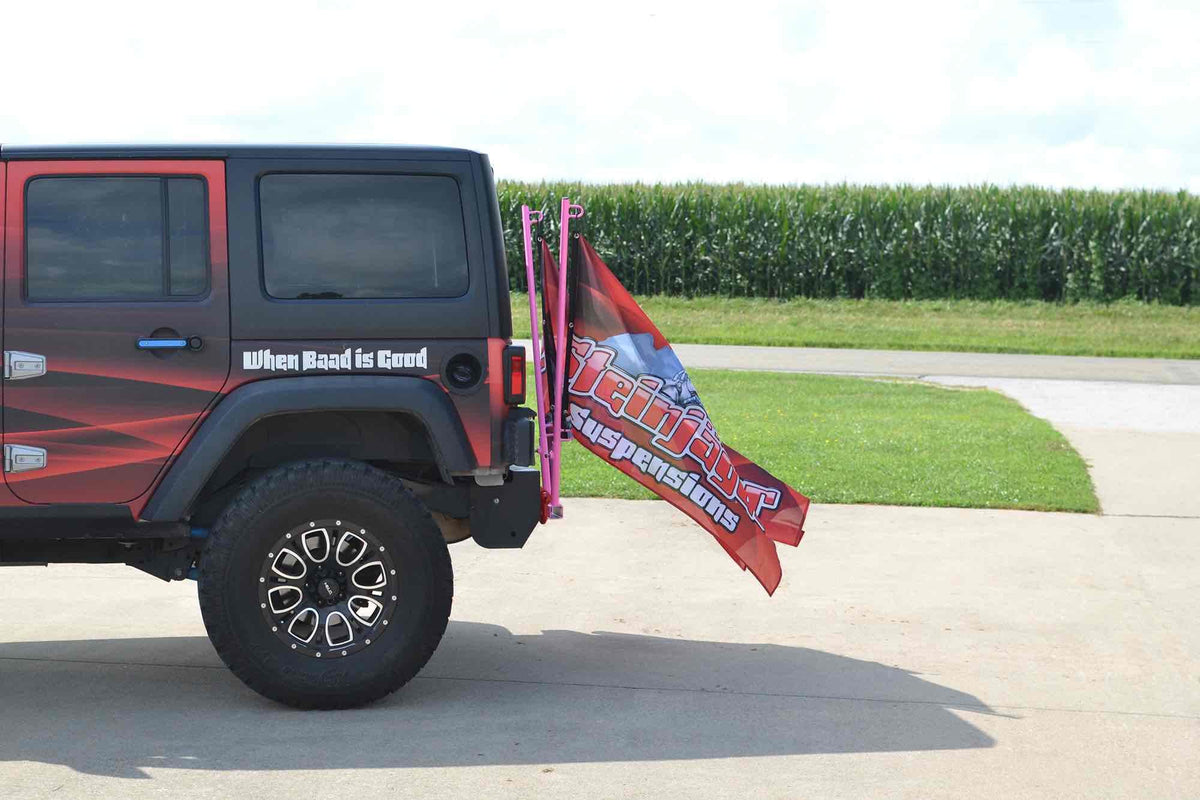Steinjäger Exterior Accessories Wrangler TJ 1997-2006 Hitch Mount Flag Holder Holds 2 Flags Cloud White