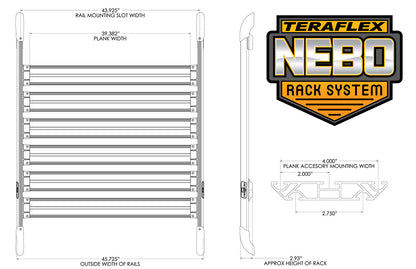 07-18 Wrangler JK 4 Door Nebo Roof Rack Cargo Slat Kit Black 6-Piece TeraFlex