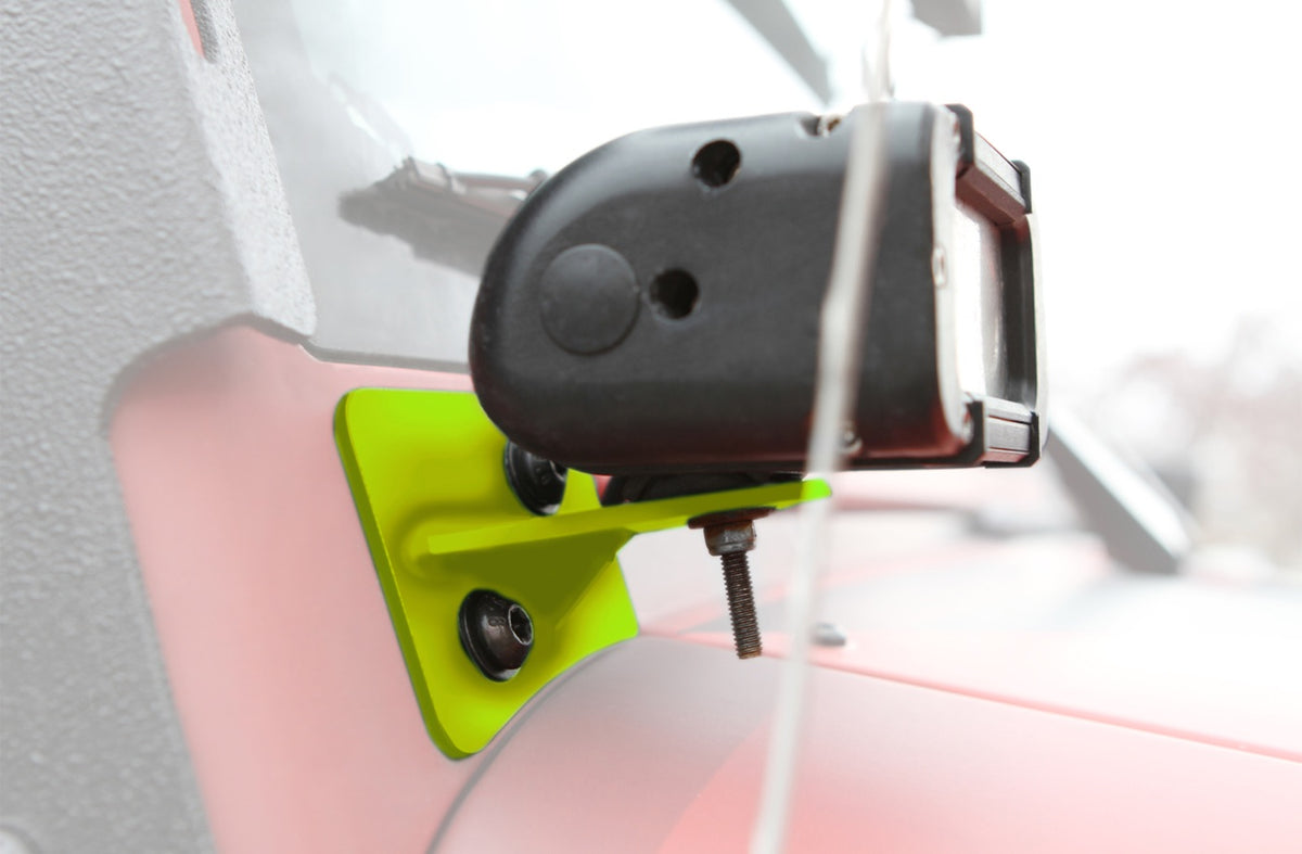 JK Lower Windshield LED Light and Bracket Kit - Gecko Green