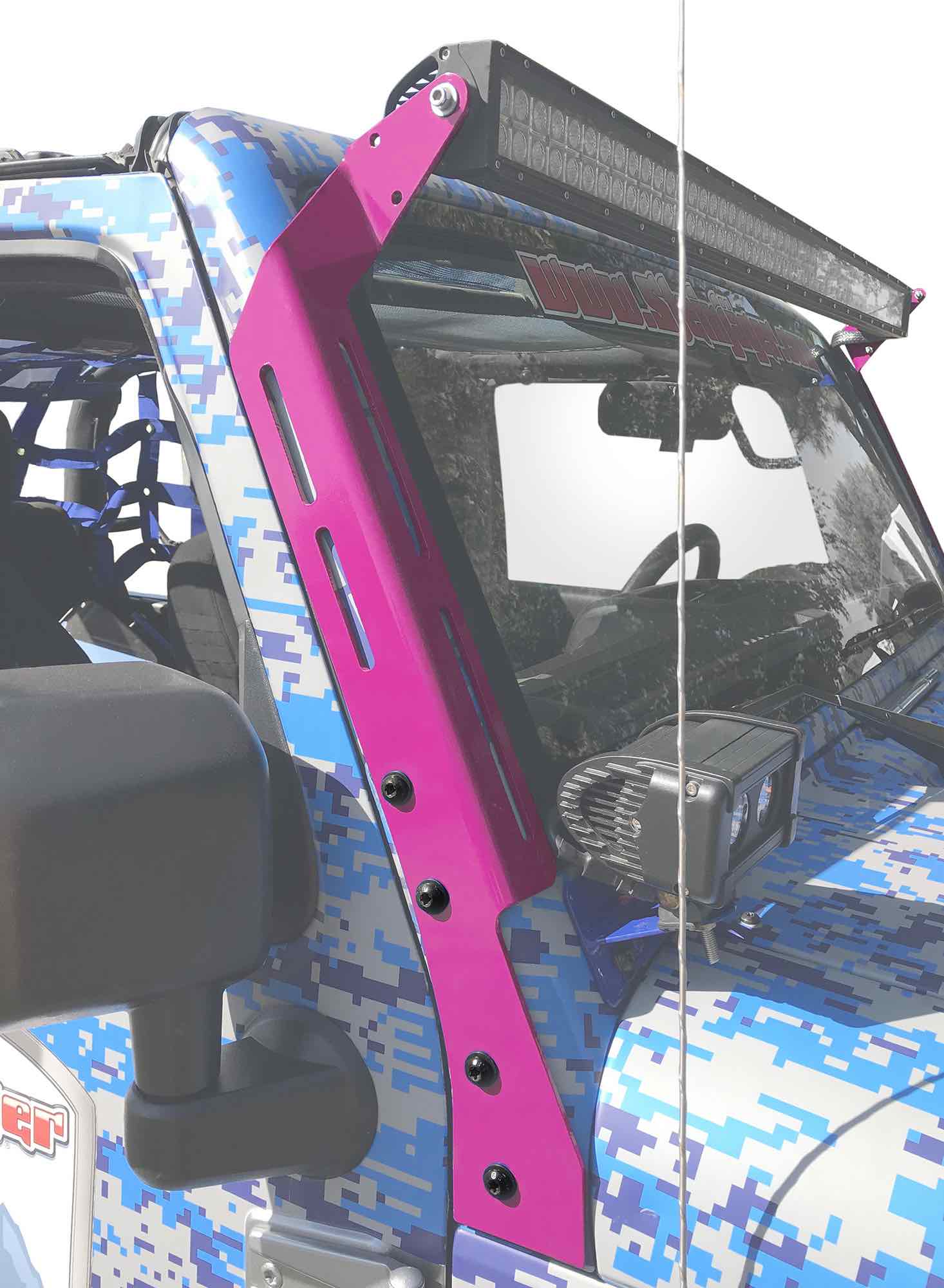 Steinjäger Exterior Accessories Wrangler JK 2007-2018 Light Mounts A-Pillar Brackets Hot Pink