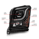 Anzo 15-17 GMC Yukon/Yukon XL Projector Headlights Black Housing/Clear Lens (w/ Light Bars)