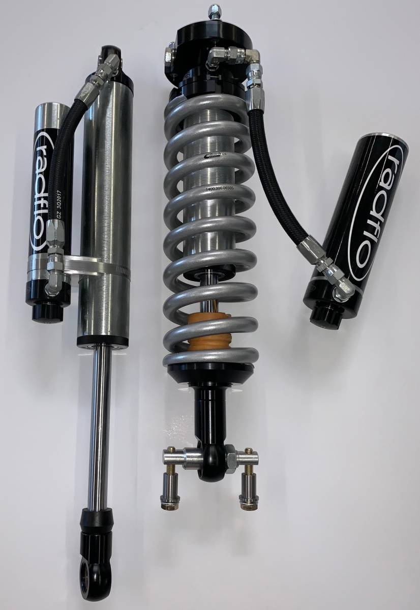 OE Replacement 2.5 Inch Front Coil-Over Kit 19 and Up Ranger 2 Inch Lift W/Remote Reservoir and Compression Adjuster Radflo