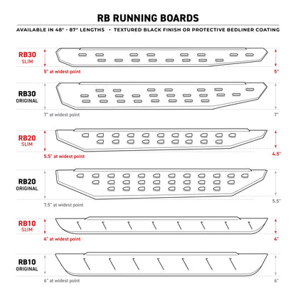 Go Rhino RB20 Slim Running Boards - Universal 68in. - Tex. Blk