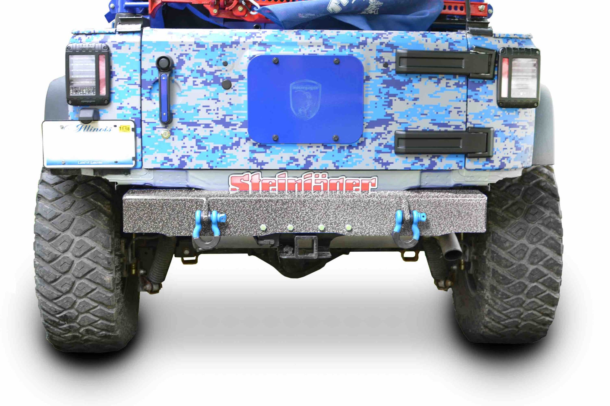 Steinjäger Bumpers Wrangler JK 2007-2018 Bumper, Rear Cap Style with D-Ring Mounts Gray Hammertone