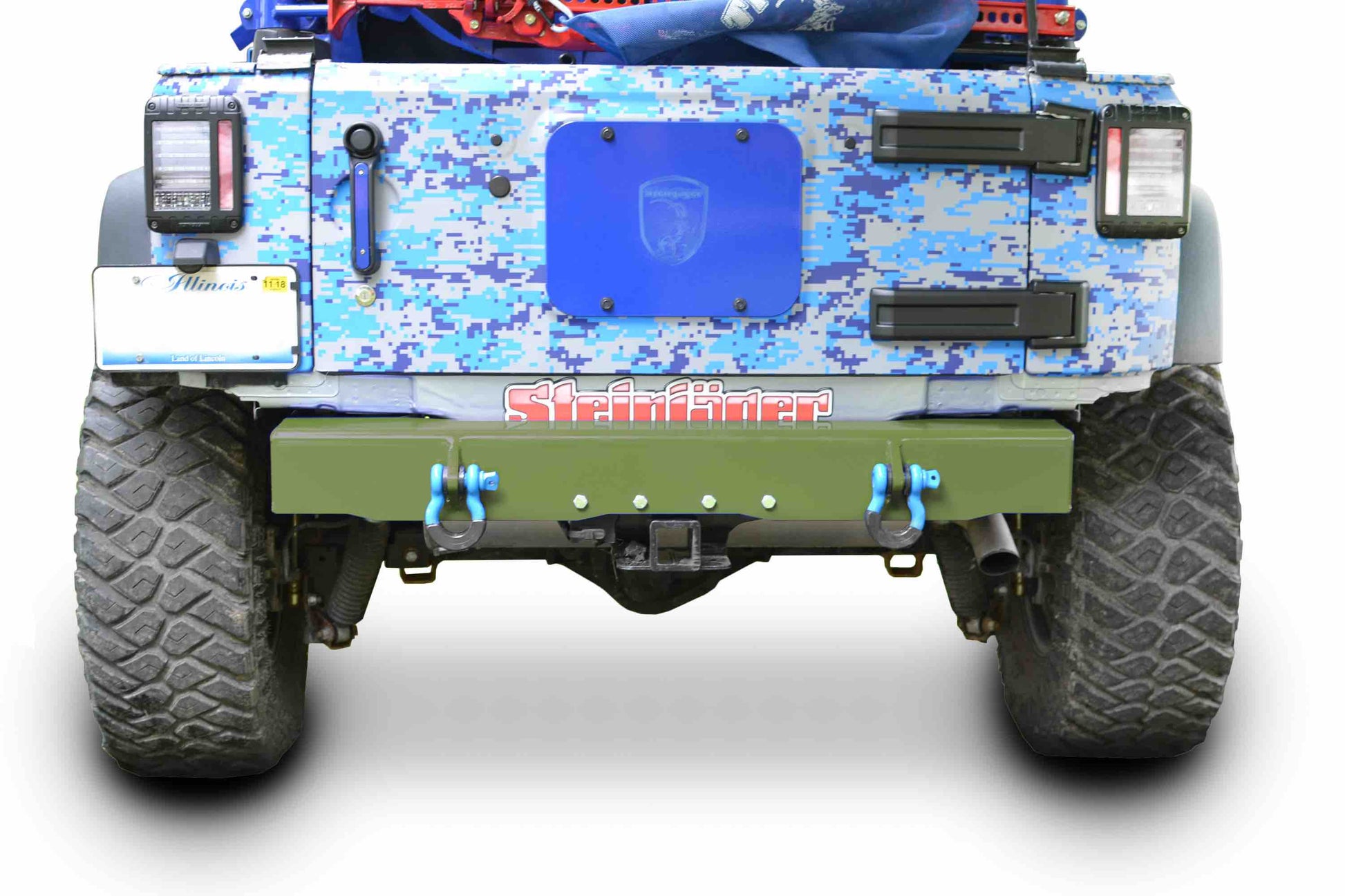 Steinjäger Bumpers Wrangler JK 2007-2018 Bumper, Rear Cap Style with D-Ring Mounts Locas Green