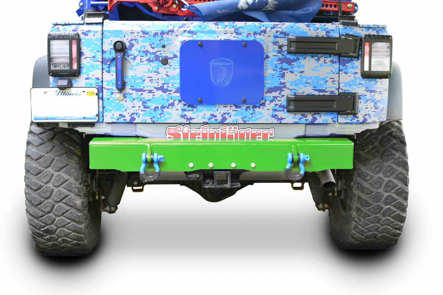 Steinjäger Bumpers Wrangler JK 2007-2018 Bumper, Rear Cap Style with D-Ring Mounts Neon Green