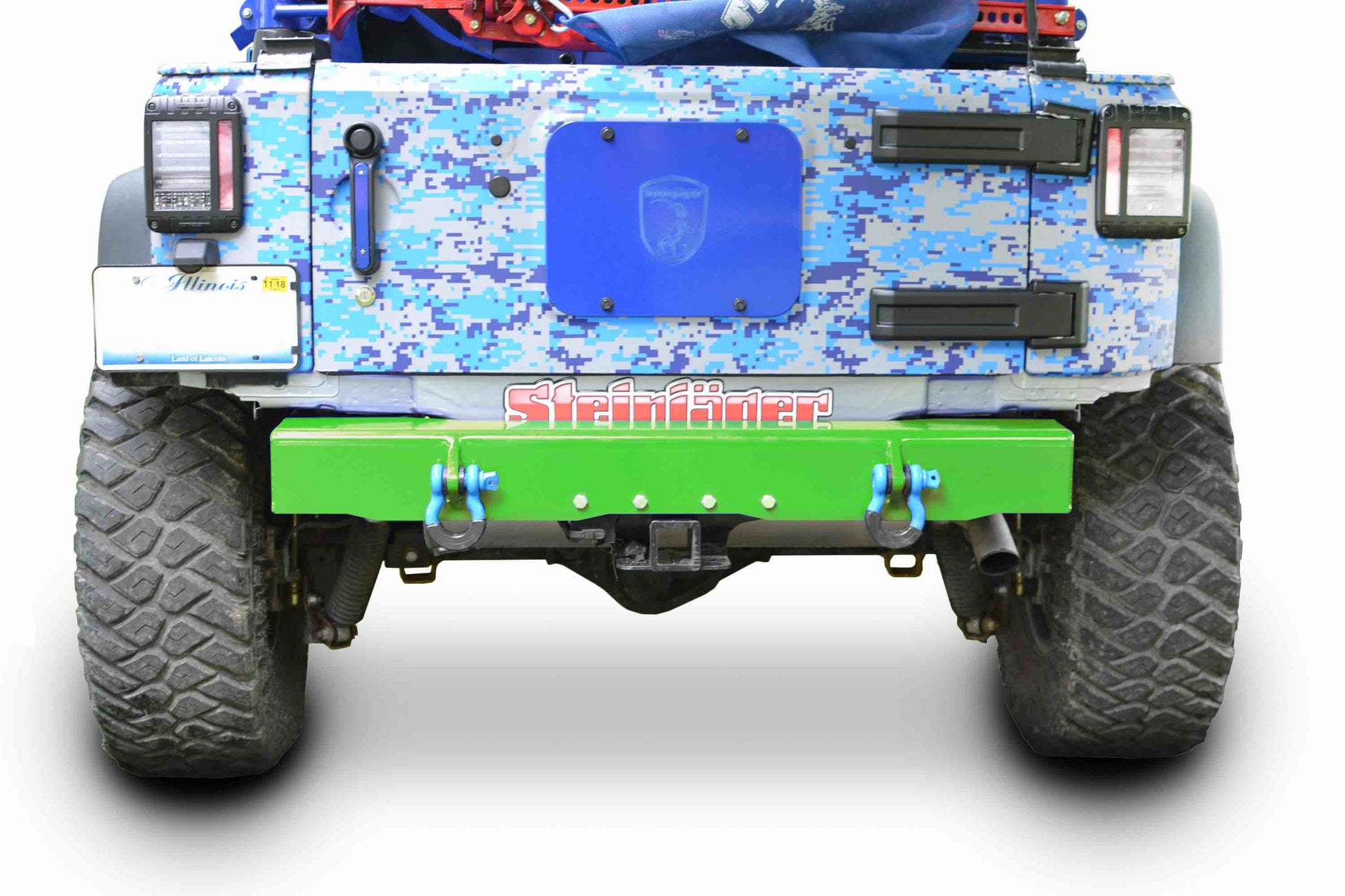 Steinjäger Bumpers Wrangler JK 2007-2018 Bumper, Rear Cap Style with D-Ring Mounts Neon Green