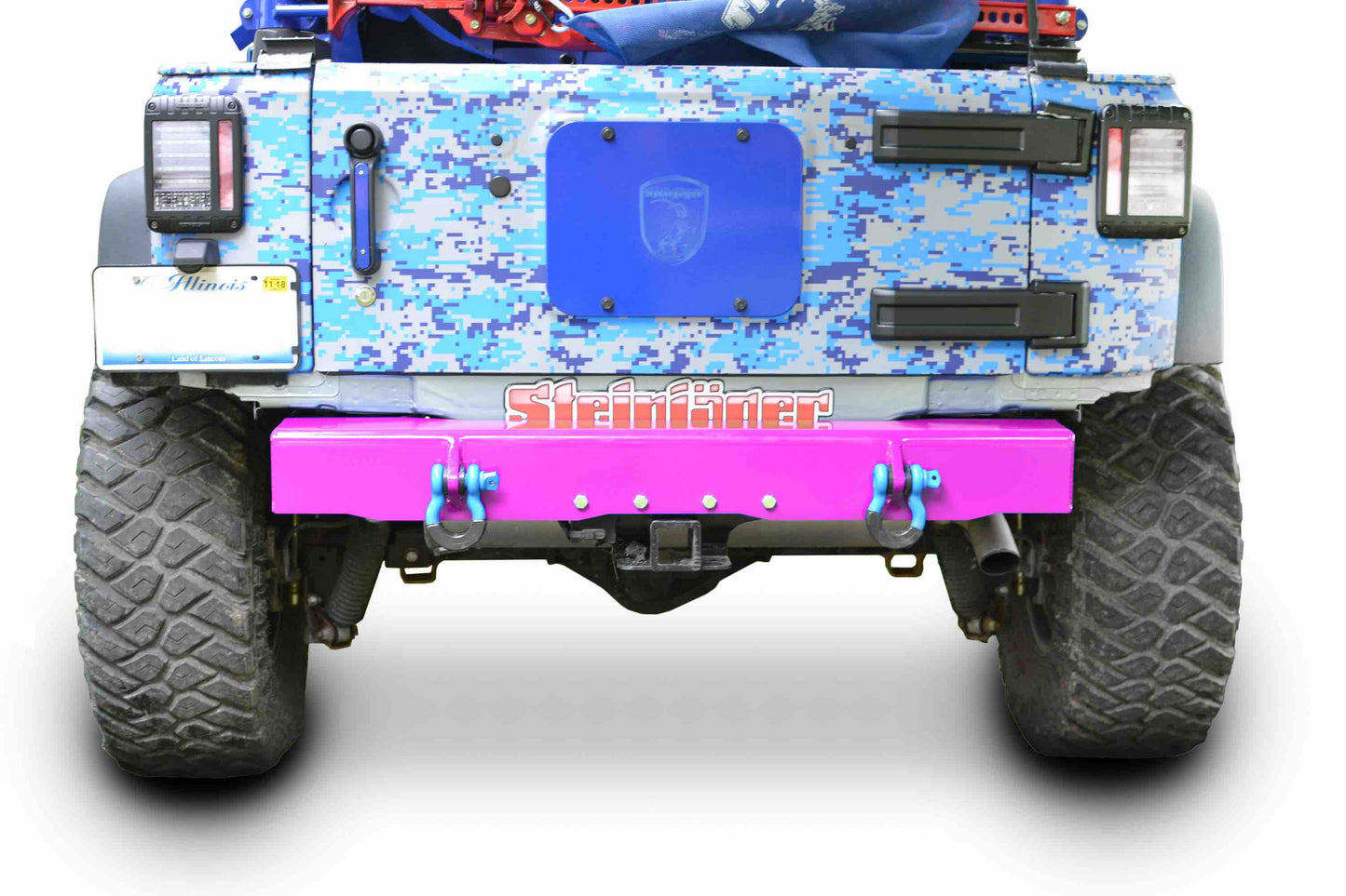 Steinjäger Bumpers Wrangler JK 2007-2018 Bumper, Rear Cap Style with D-Ring Mounts Hot Pink