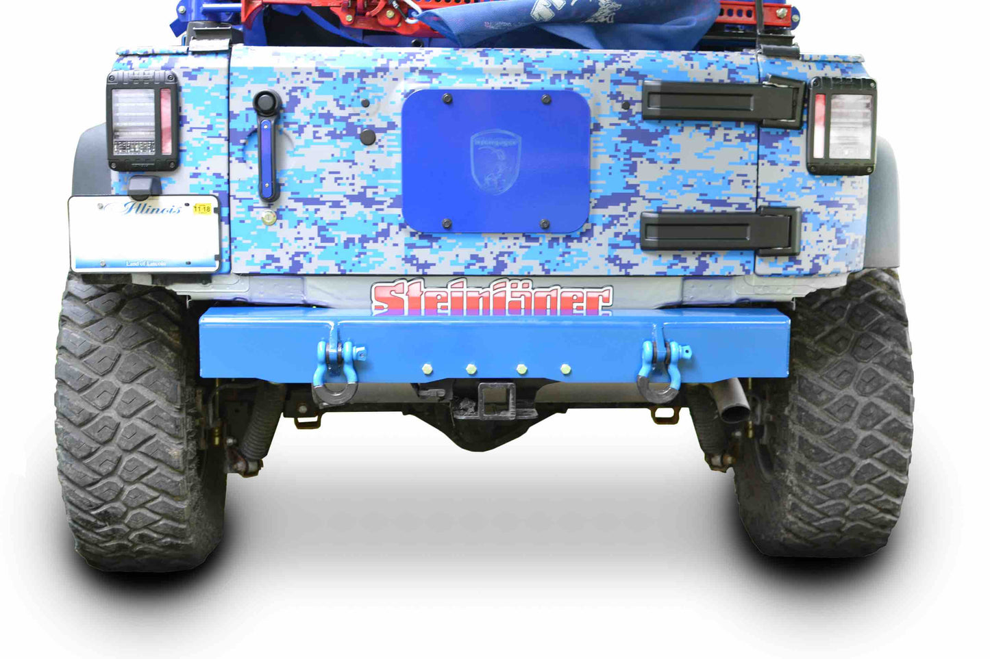 Steinjäger Bumpers Wrangler JK 2007-2018 Bumper, Rear Cap Style with D-Ring Mounts Playboy Blue
