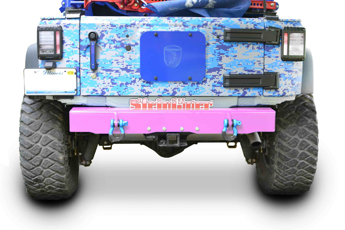 Steinjäger Bumpers Wrangler JK 2007-2018 Bumper, Rear Cap Style with D-Ring Mounts Pinky