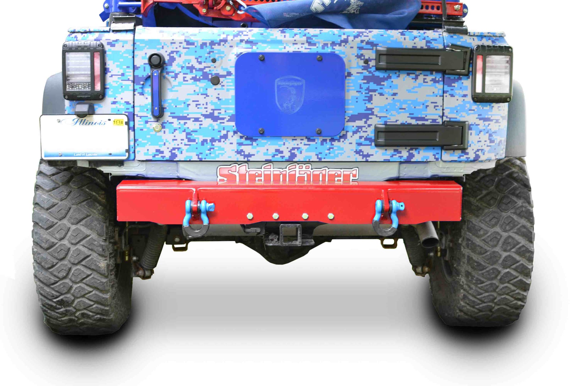 Steinjäger Bumpers Wrangler JK 2007-2018 Bumper, Rear Cap Style with D-Ring Mounts Red Baron