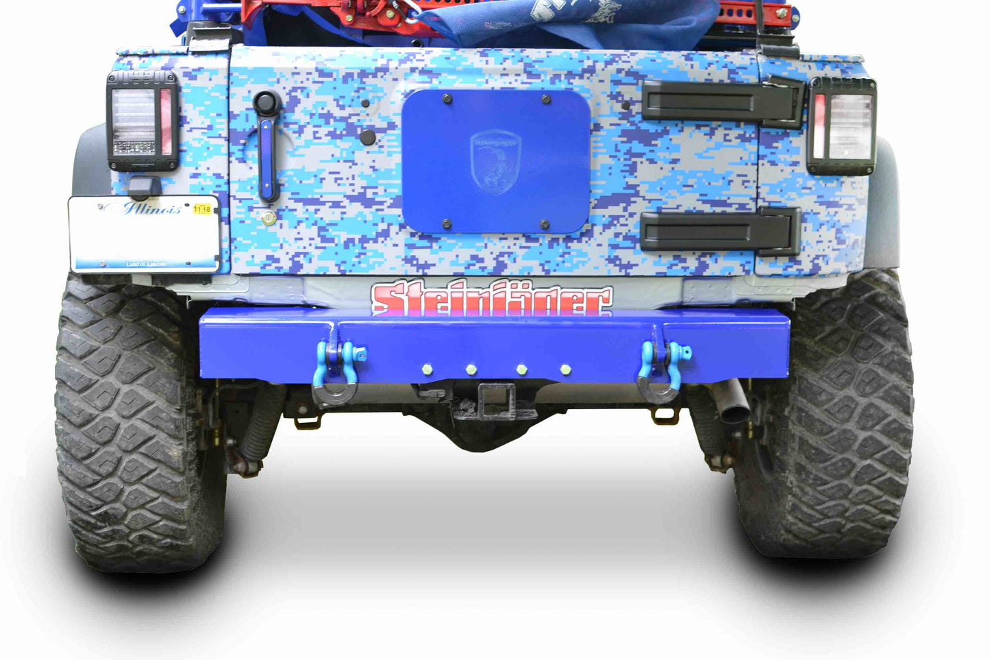 Steinjäger Bumpers Wrangler JK 2007-2018 Bumper, Rear Cap Style with D-Ring Mounts Southwest Blue