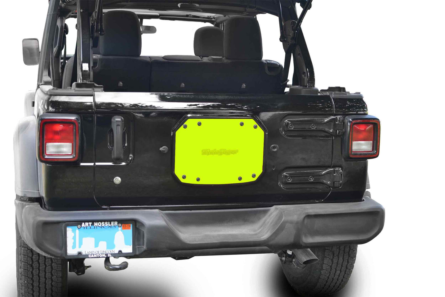 Steinjäger Wheels and Tires Wrangler JL 2018 to Present Spare Tire Delete Plate Neon Yellow