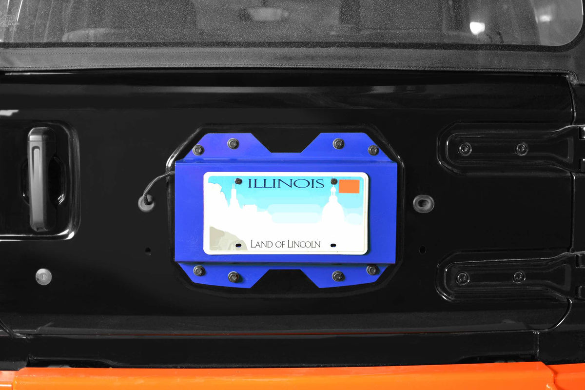 Steinjäger Exterior Accessories Wrangler JL 2018 to Present License Plate Brackets Southwest Blue