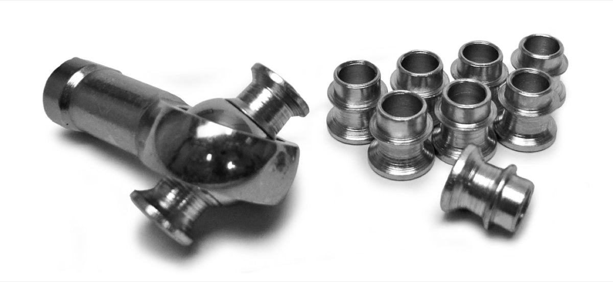 Rod End Misalignment Inserts - For 12mm Rod Ends Straight Style - Yields 10mm Bore - Stainless - 8 Pack