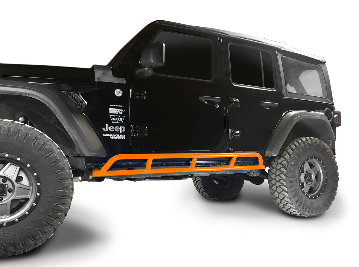 Steinjäger Armor Wrangler JL 2018 to Present Rock Sliders 4 Door JLU Fluorescent Orange