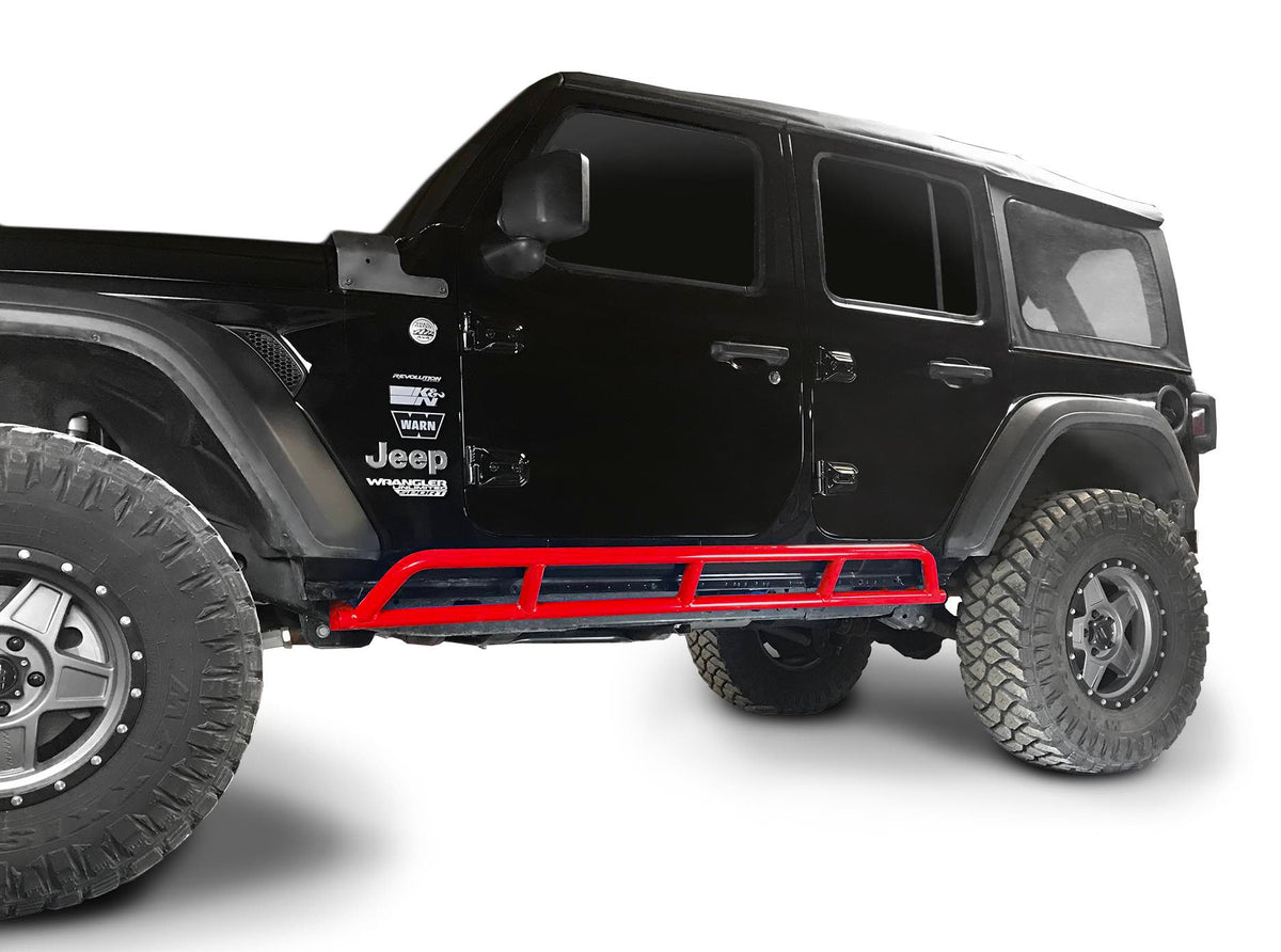 Steinjäger Armor Wrangler JL 2018 to Present Rock Sliders 4 Door JLU Red Baron