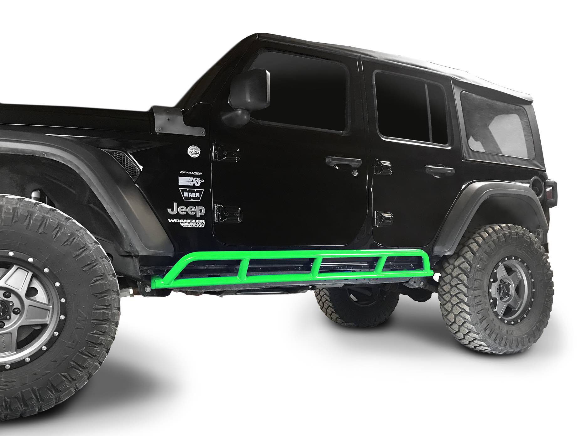 Steinjäger Armor Wrangler JL 2018 to Present Rock Sliders 4 Door JLU Neon Green