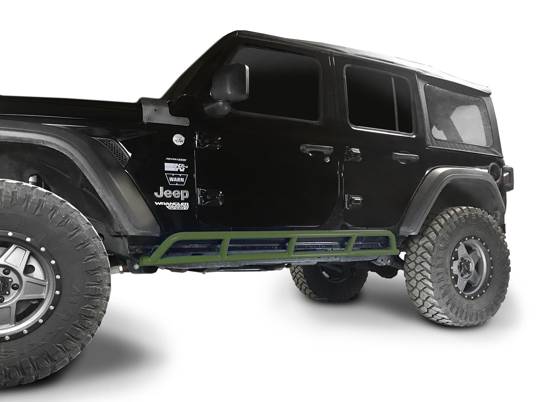 Steinjäger Armor Wrangler JL 2018 to Present Rock Sliders 4 Door JLU Locas Green