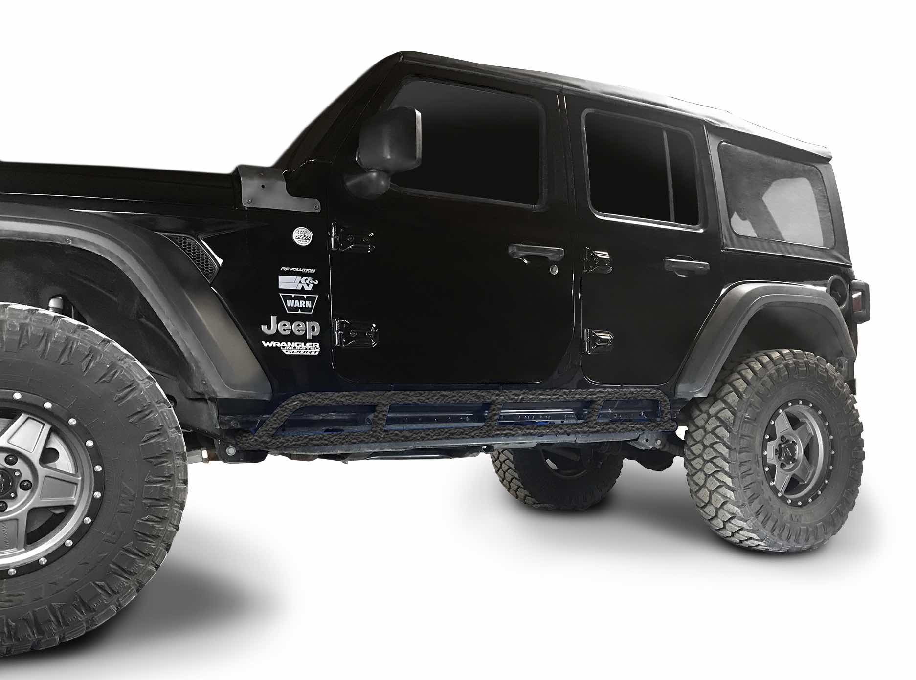 Steinjäger Armor Wrangler JL 2018 to Present Rock Sliders 4 Door JLU Texturized Black