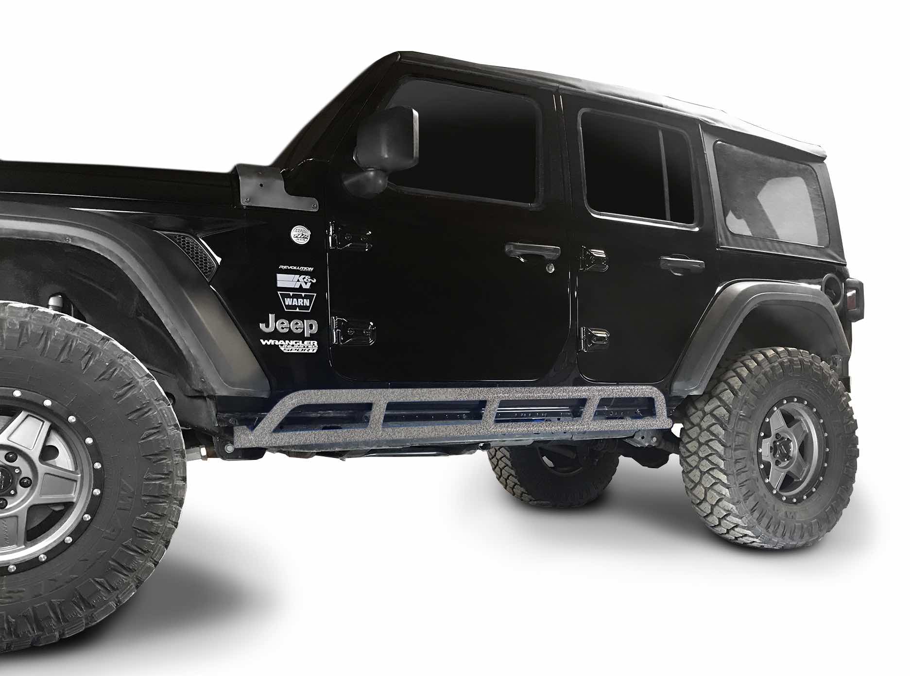 Steinjäger Armor Wrangler JL 2018 to Present Rock Sliders 4 Door JLU Gray Hammertone
