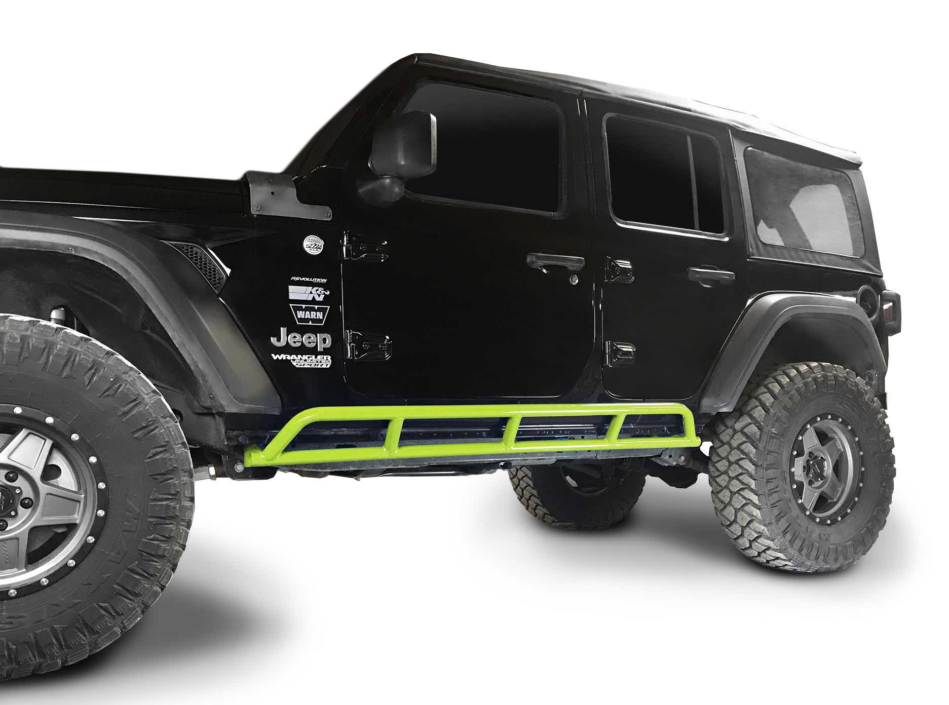 Steinjäger Armor Wrangler JL 2018 to Present Rock Sliders 4 Door JLU Gecko Green
