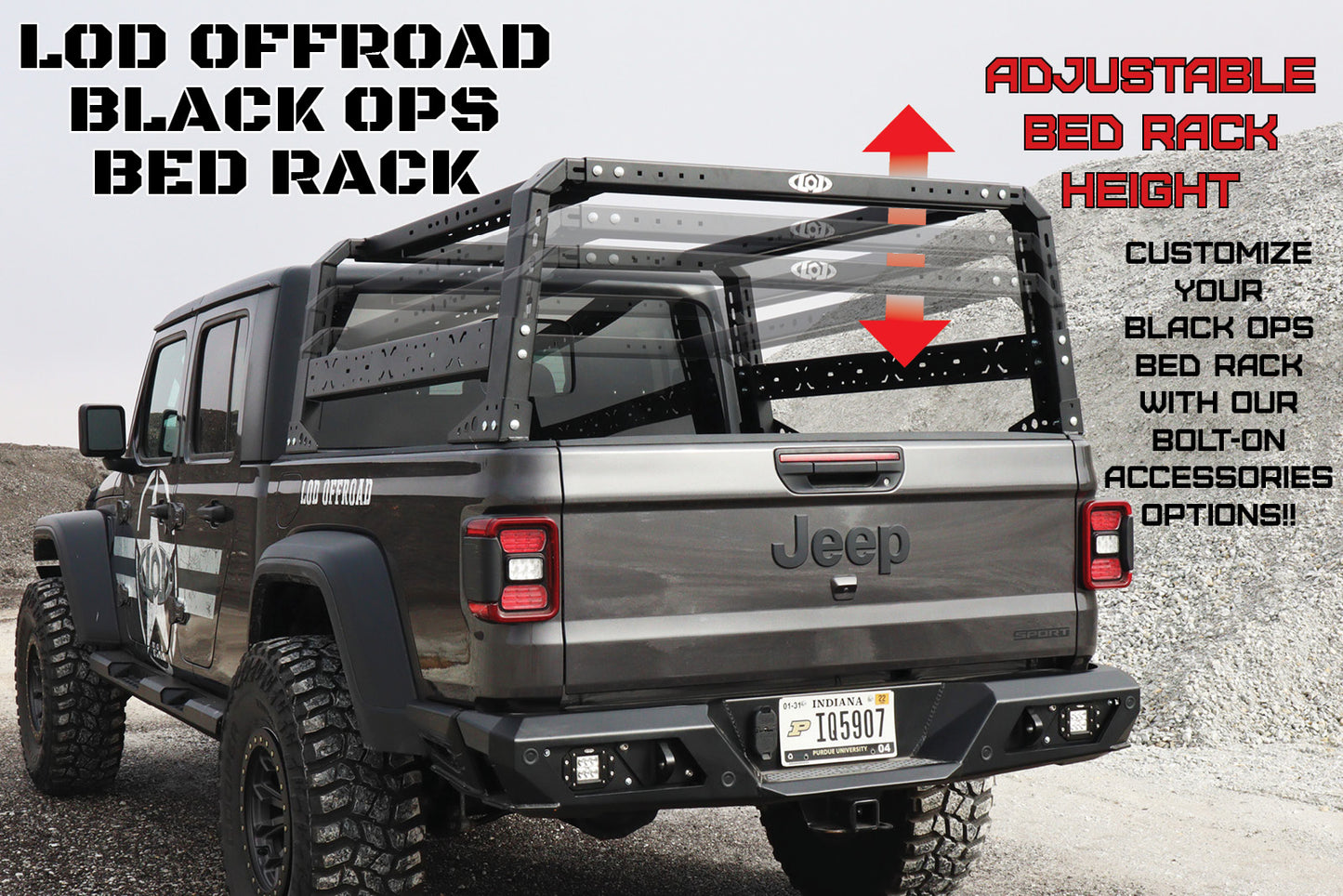 LOD OFFROAD JT Black Ops Bed Rack
