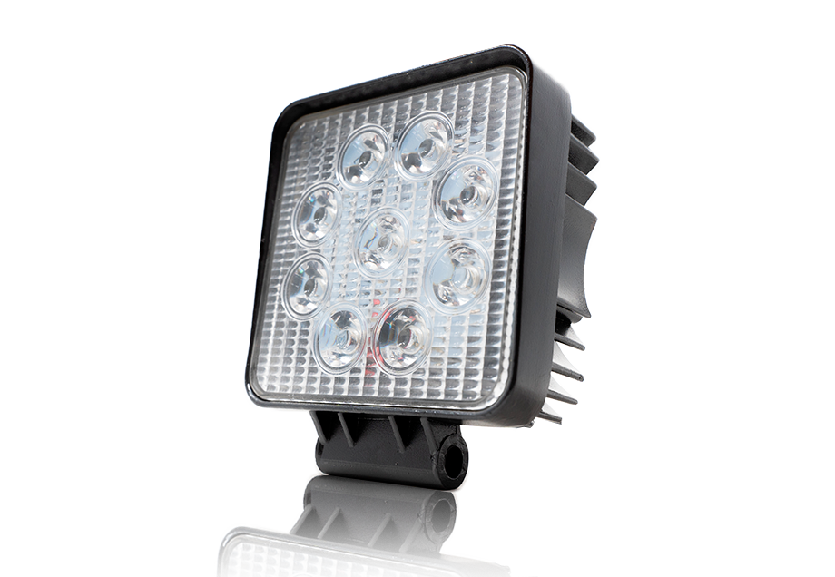 27W Square Work Light 9pcs 3W High Intensity Cree LEDs Cali Raised LED