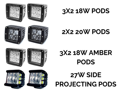 Ditch Light Bracket Extensions Black Semi Gloss Powdercoat Cali Raised LED