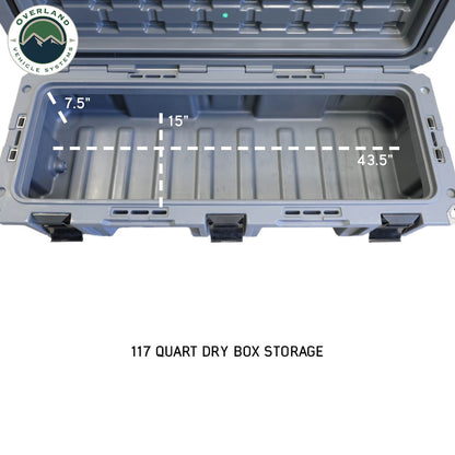 Overland Vehicle Systems D.B.S.  - Dark Grey 117 QT Dry Box with Wheels, Drain, and Bottle Opener