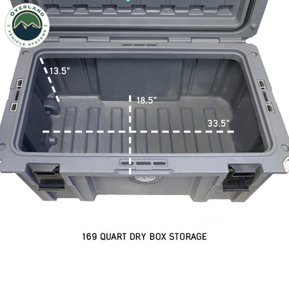 Overland Vehicle Systems D.B.S.  - Dark Grey 169 QT Dry Box with Wheels, Drain, and Bottle Opener