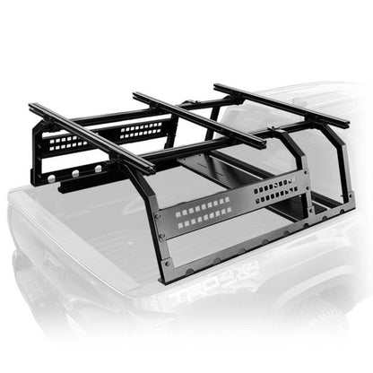 Overland Vehicle Systems Discovery Rack with Side Cargo Plates, With Front Cargo Tray System Kit Mid Size Truck Short Bed Application