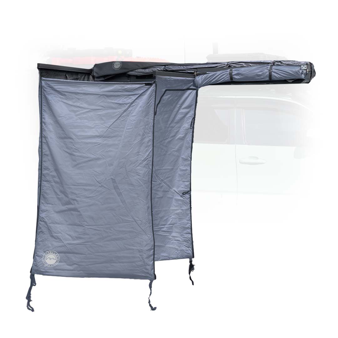 Overland Vehicle Systems HD Nomadic Shower - Quick Deploying Double Shower, 42" x 84", Grey Body, Green Trim W/Black Travel Bag