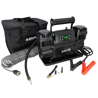 Up Down Air EGOI Portable Air Twin Compressor System 10.6 CFM With Digital Control Panel, Storage Bag, Hose & Attachments - Dual Motor