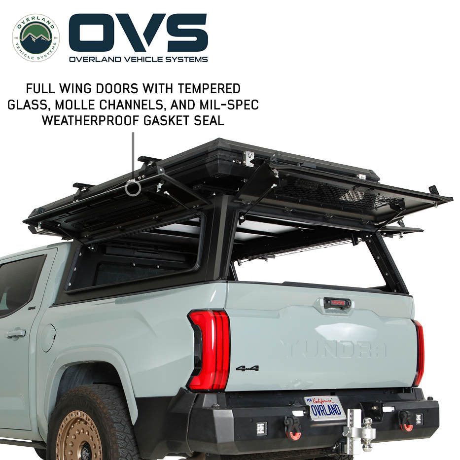Overland Vehicle Systems Expedition - Truck Cap W/Full Wing Doors, Front and Rear Windows & 3rd Brake Light