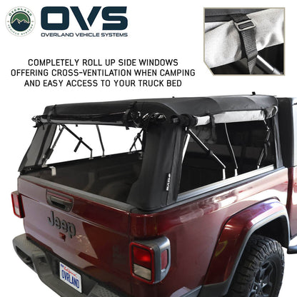 Overland Vehicle Systems Explorer Soft Shell - Black Diamond Canvas and Aluminum Frame 2020-2026 Gladiator